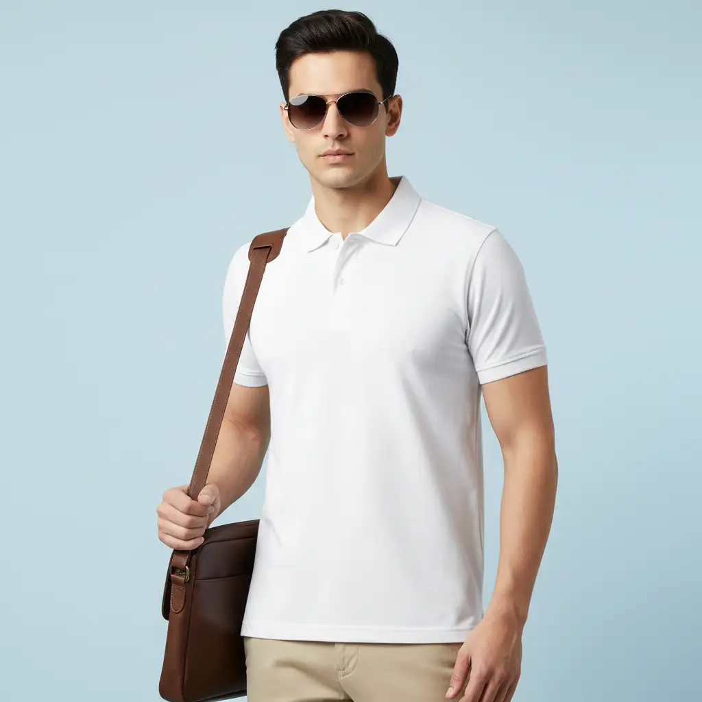 Polo T-shirt for Men White - Image 3